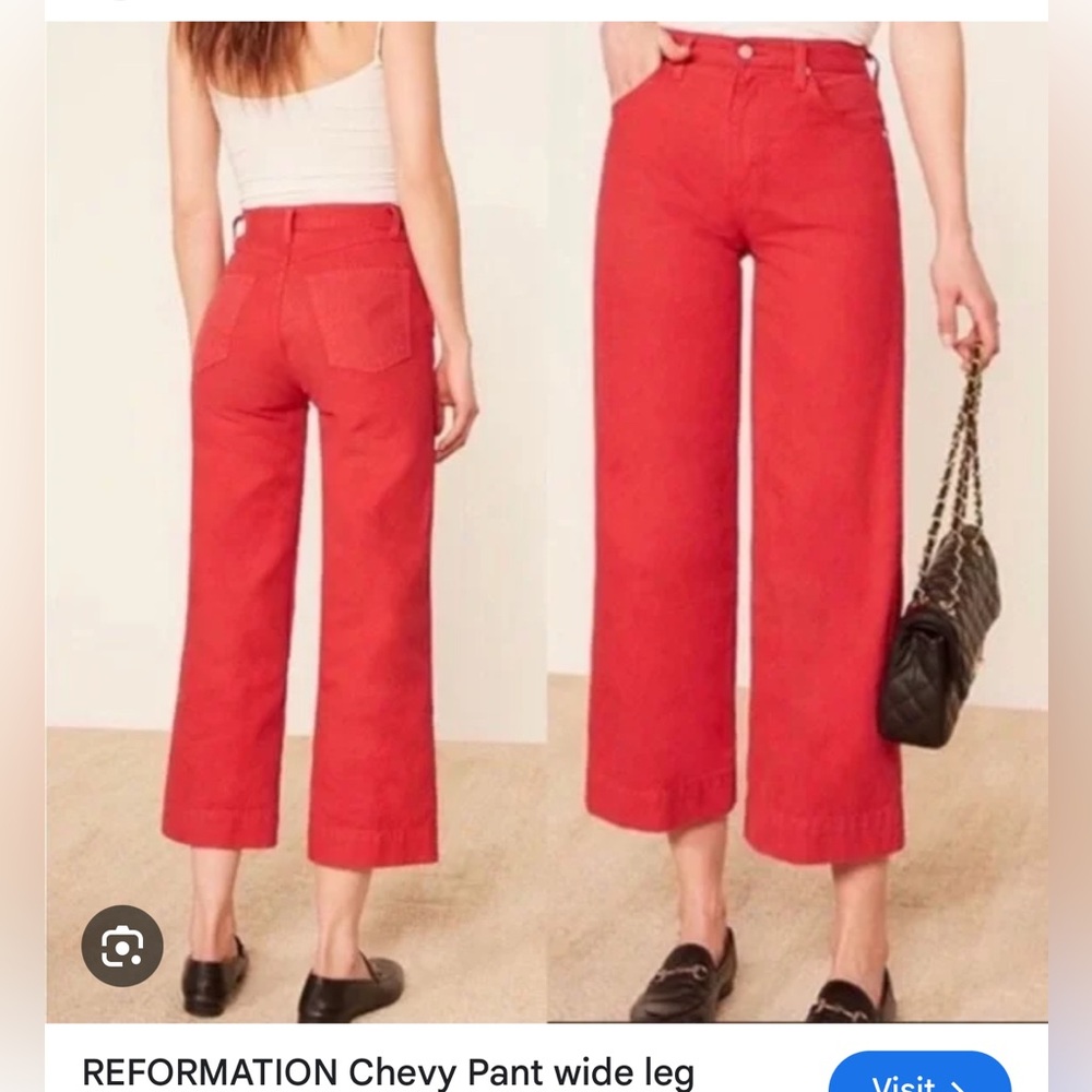 Reformation Red Wide-Leg Chevy Pants
